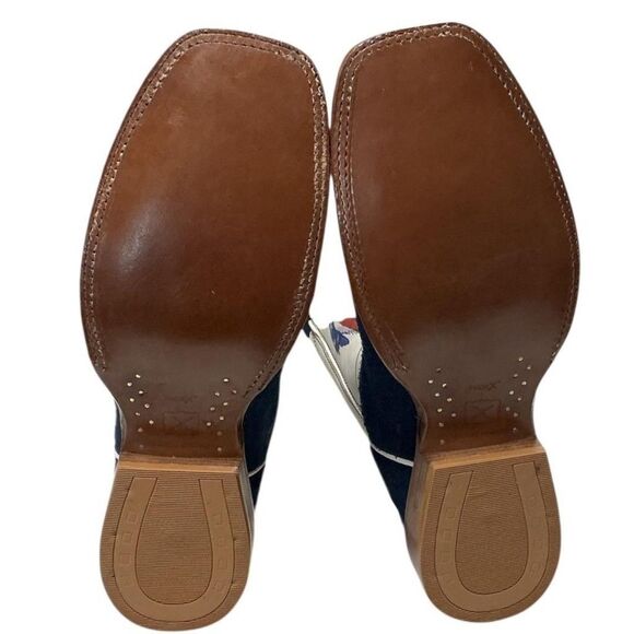 Twisted X Cowboy Boots Mens 9.5 Navy Flag Eagle Tech X Suede Square Toe Western main image 9